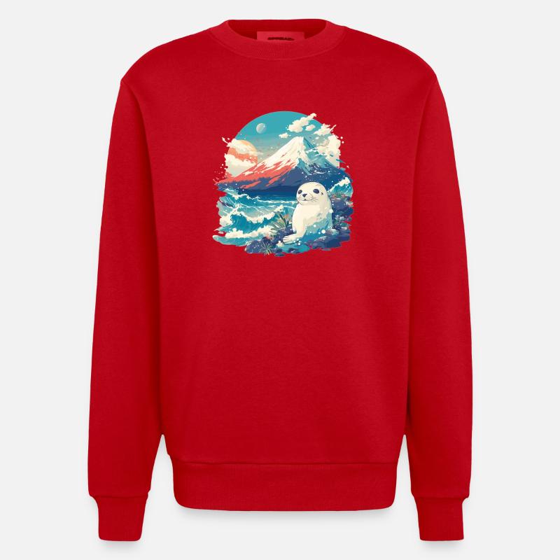Seals, Seal - Heavyweight Oversized Organic Crew Neck Made in EU - red