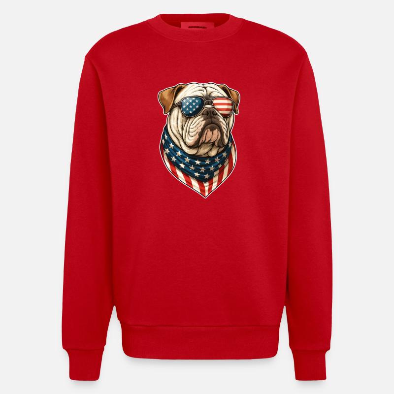 Bouledogue anglais États-Unis - Sweat bio épais oversize fabriqué en UE - rouge