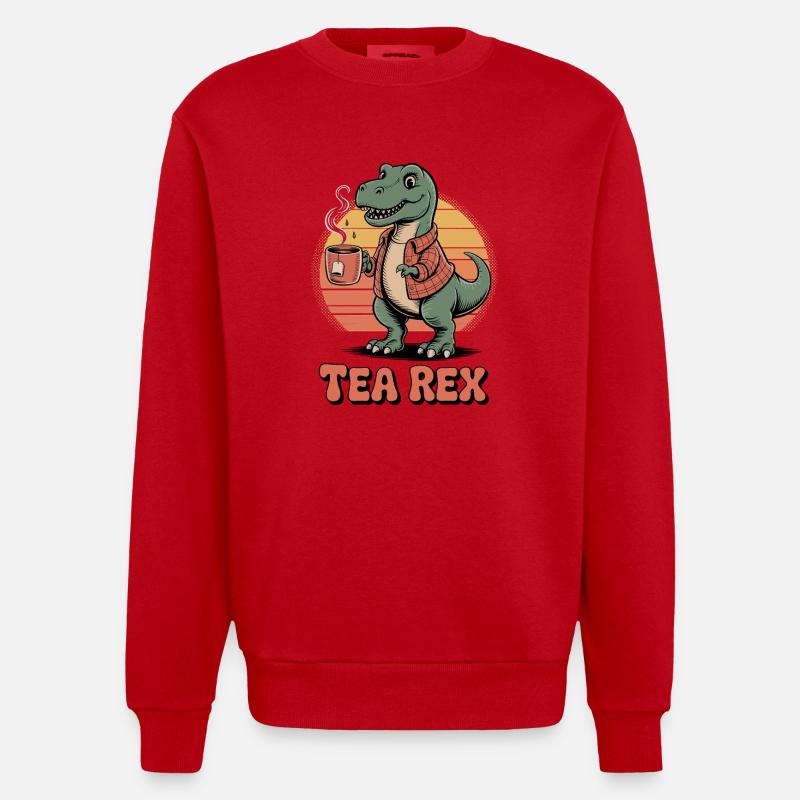 Tee-Rex-Dinosaurier - Heavyweight Oversized Organic Crew Neck Made in EU - Rot
