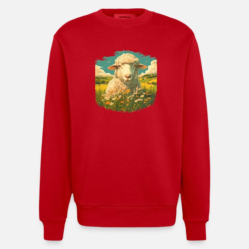 Sheep Sheep - Heavyweight Oversized Organic Crew Neck Made in EU - red