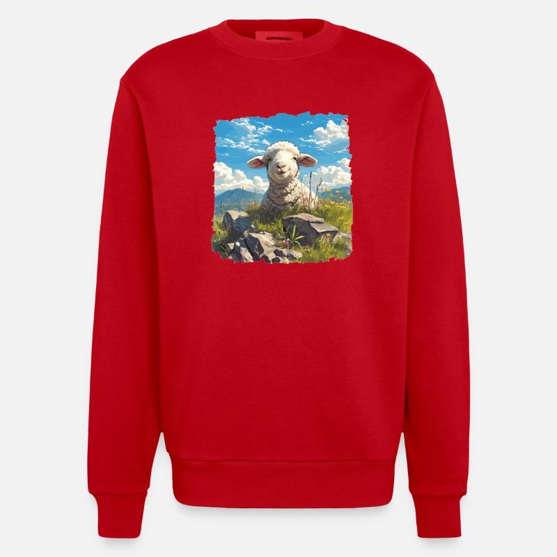 Sheep Sheep - Heavyweight Oversized Organic Crew Neck Made in EU - red