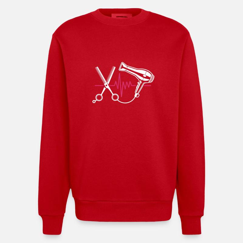 Coupe de cheveux de coiffeur - Sweat bio épais oversize fabriqué en UE - rouge