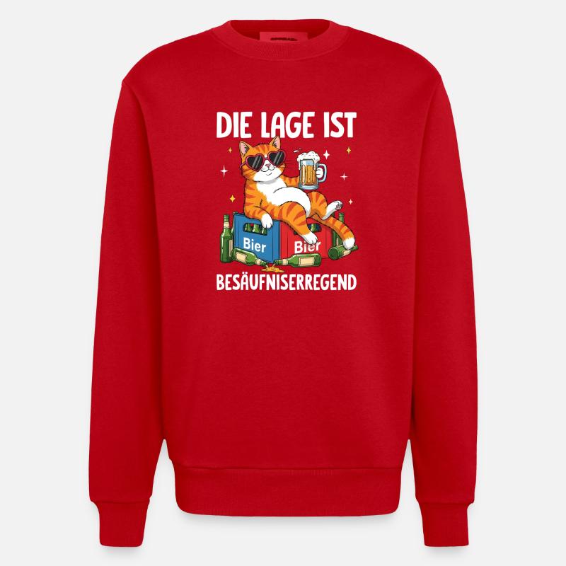 The situation is drunkenness - Heavyweight Oversized Organic Crew Neck Made in EU - red