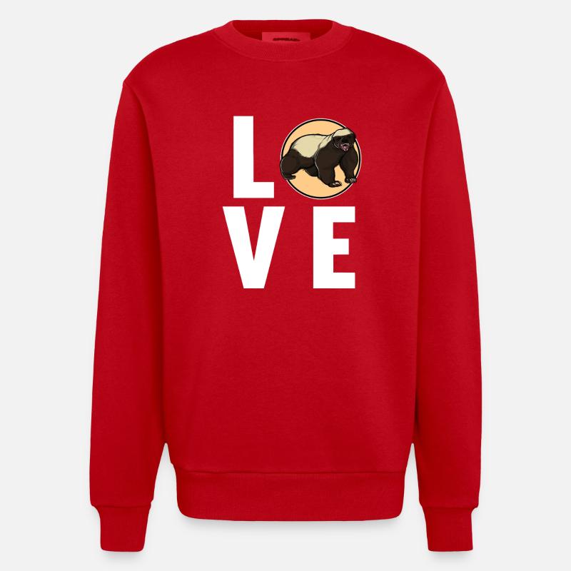 Blaireau de miel Honigsdachs - Sweat bio épais oversize fabriqué en UE - rouge