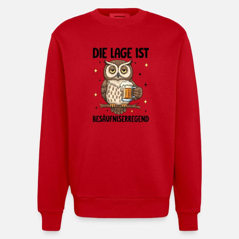 Die Lage Ist Besäufniserregend - Heavyweight Oversized Organic Crew Neck Made in EU - Rot