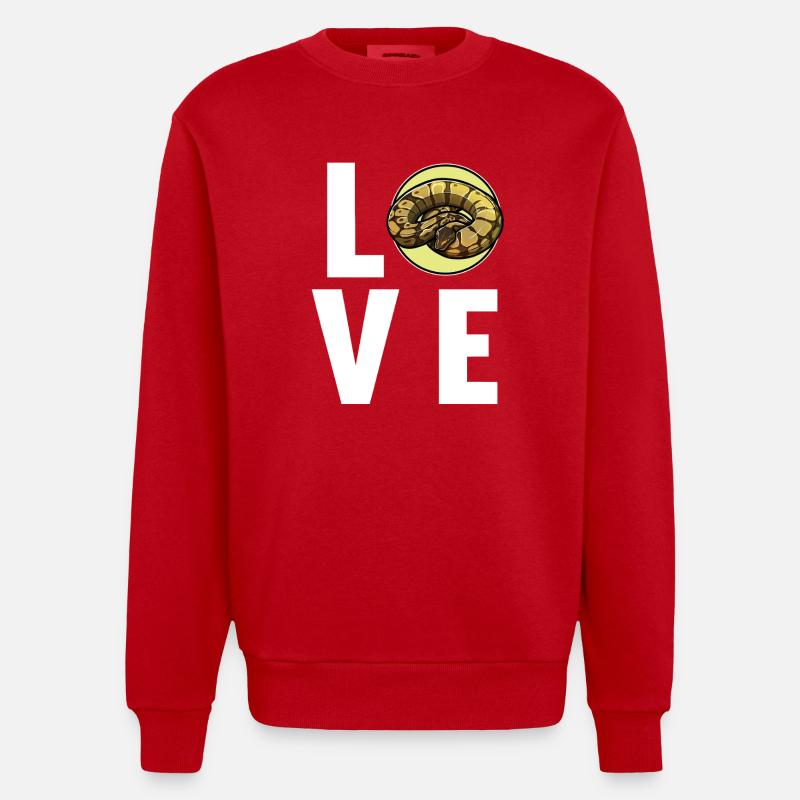 Ball Python Königspythons Königspython - Heavyweight Oversized Organic Crew Neck Made in EU - Rot
