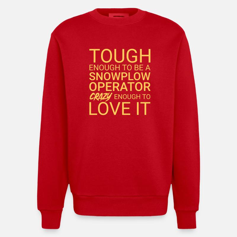 Snowplow Operator Crazy Schneepflugfahrer - Heavyweight Oversized Organic Crew Neck Made in EU - Rot