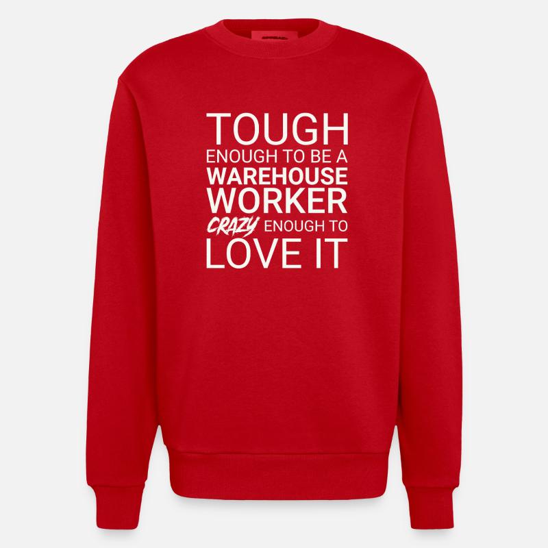 Warehouse Worker Crazy - Heavyweight Oversized Organic Crew Neck Made in EU - red