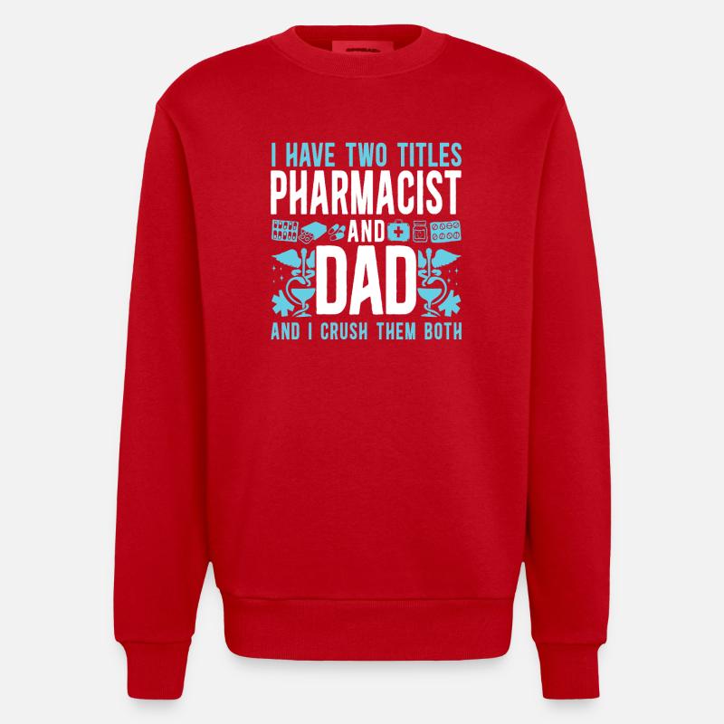 Pharmacy Tech Technician - Heavyweight Oversized Organic Crew Neck Made in EU - red