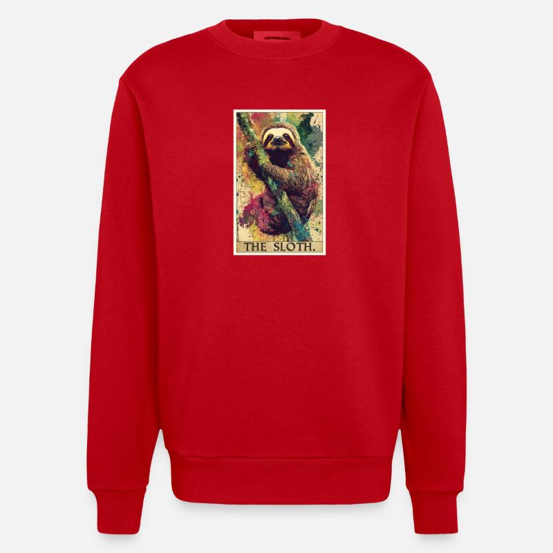 Faultiere Faultier - Heavyweight Oversized Organic Crew Neck Made in EU - Rot