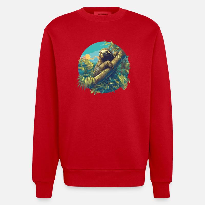Sloths Sloth - Heavyweight Oversized Organic Crew Neck Made in EU - red