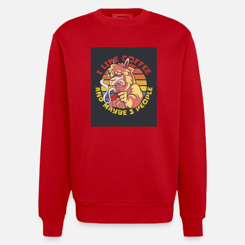 16992 GrumpyAlpacaTshirt PR - Sweat bio épais oversize fabriqué en UE - rouge