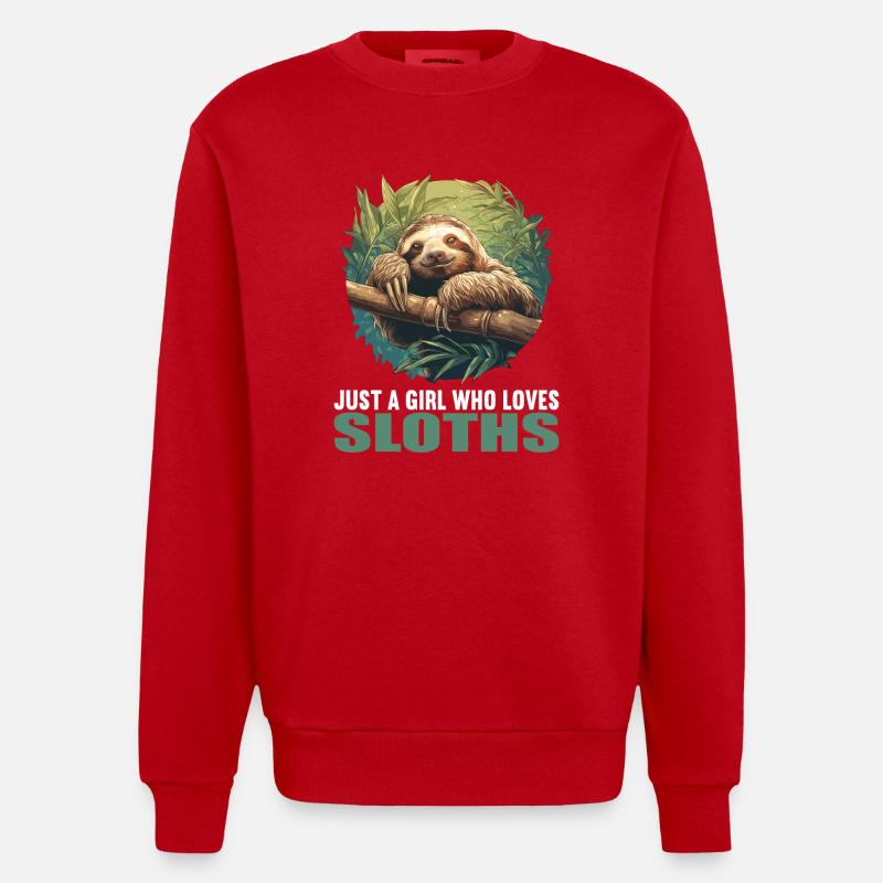 Sloths Sloth - Heavyweight Oversized Organic Crew Neck Made in EU - red