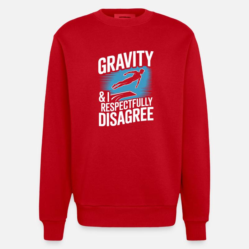 Diving diving board - Heavyweight Oversized Organic Crew Neck Made in EU - red