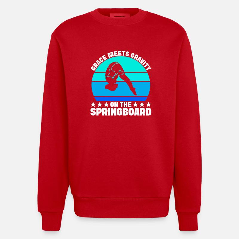 Diving diving board - Heavyweight Oversized Organic Crew Neck Made in EU - red