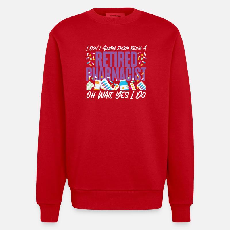 Pharmacy Tech Technician - Heavyweight Oversized Organic Crew Neck Made in EU - red
