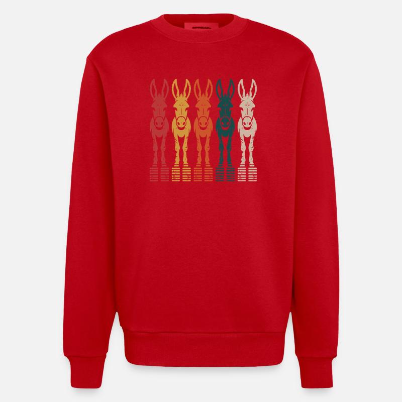 Âne - Sweat bio épais oversize fabriqué en UE - rouge