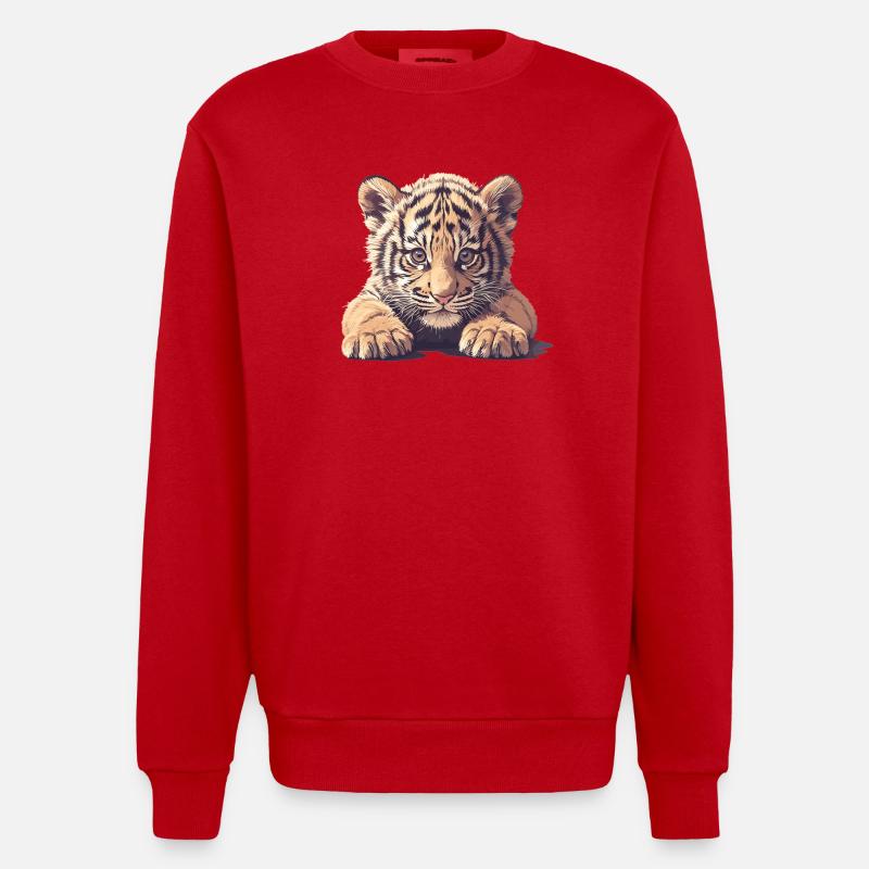 Sumatran tiger - Heavyweight Oversized Organic Crew Neck Made in EU - red
