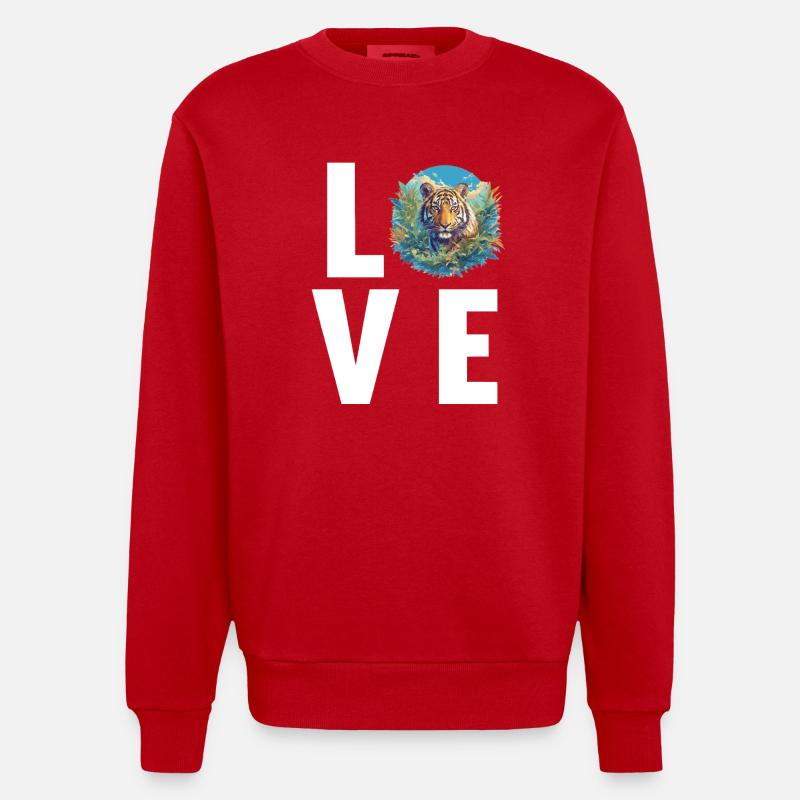 Sumatran tiger - Heavyweight Oversized Organic Crew Neck Made in EU - red