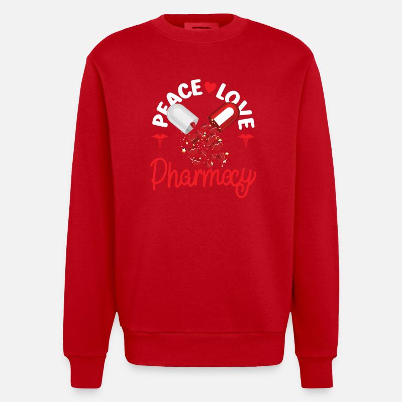 Pharmacy Tech Technician - Heavyweight Oversized Organic Crew Neck Made in EU - red
