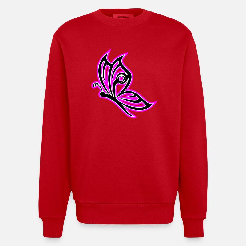 papillon rose - Sweat bio épais oversize fabriqué en UE - rouge