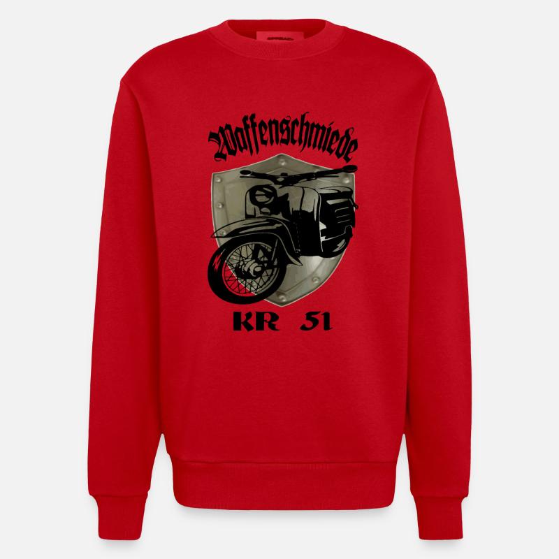 Simson Schwalbe Moped KR 51 - Heavyweight Oversized Organic Crew Neck Made in EU - Rot