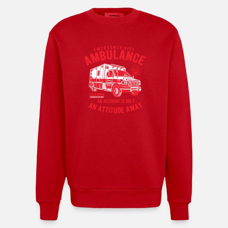 ambulance d'urgence - Sweat bio épais oversize fabriqué en UE - rouge