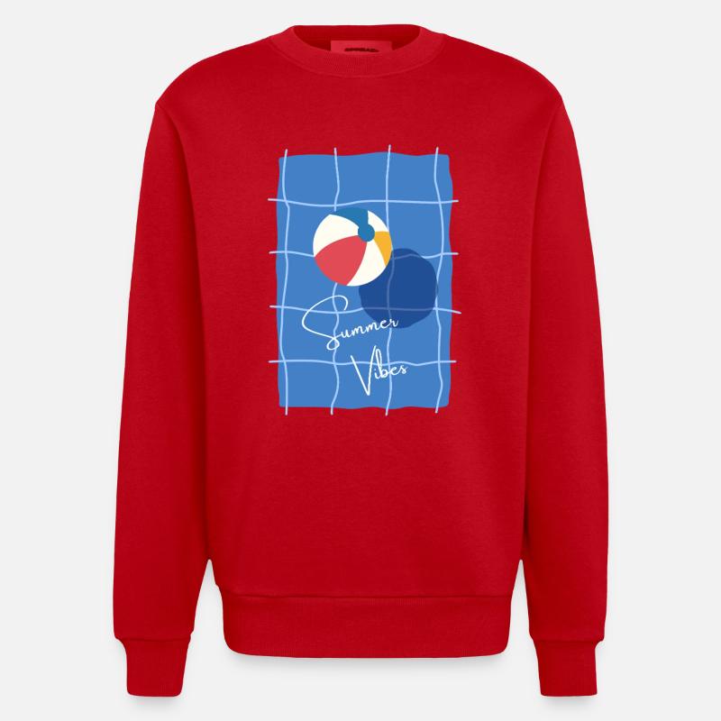 Pool und sommer - Heavyweight Oversized Organic Crew Neck Made in EU - Rot