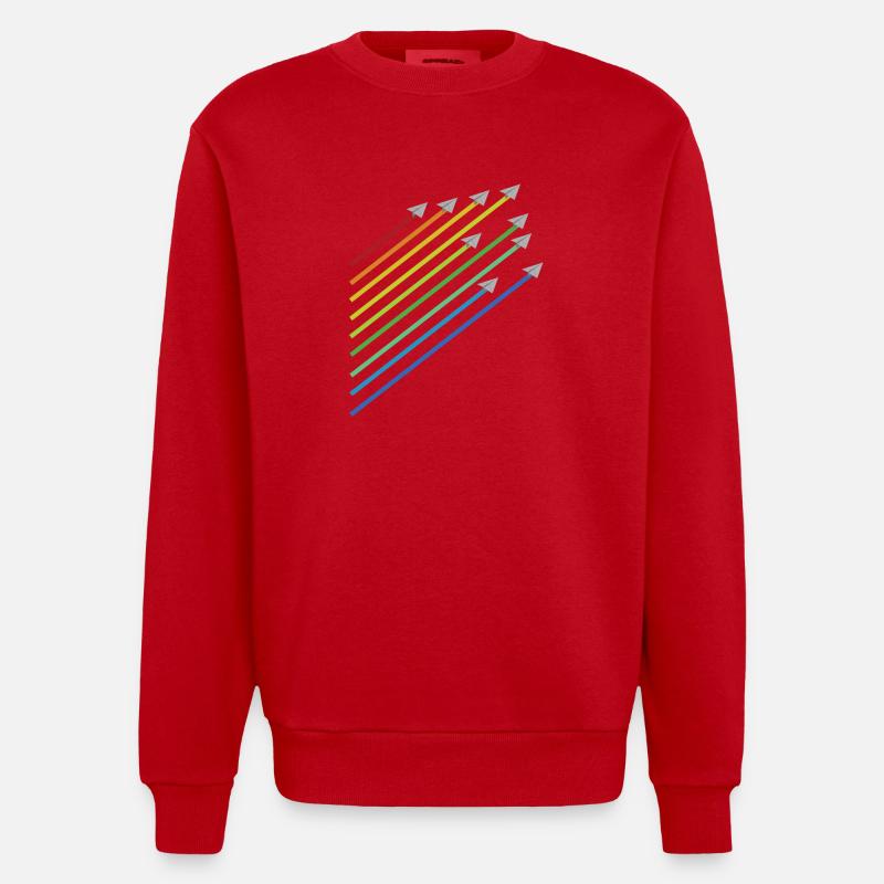 rainbow paper plane flight - Sweat bio épais oversize fabriqué en UE - rouge