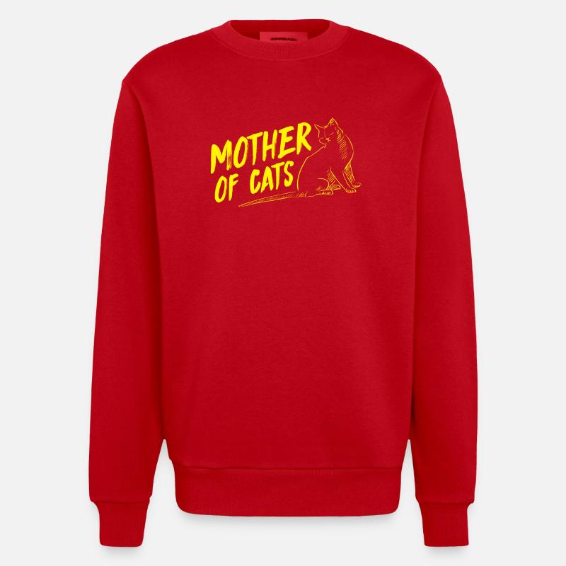 chat Mère de chats - Sweat bio épais oversize fabriqué en UE - rouge