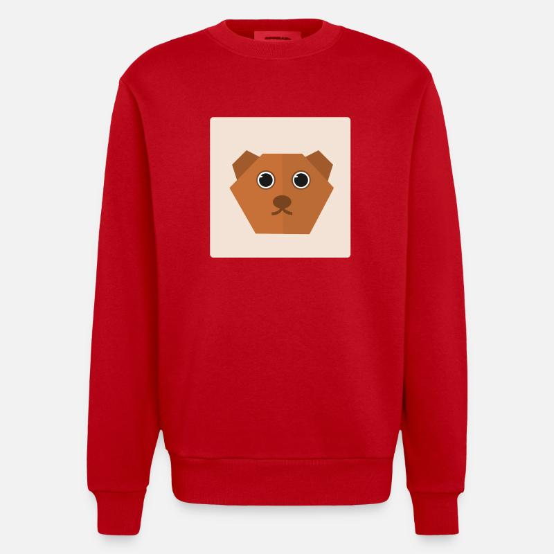 idée cadeau ours Doodle - Sweat bio épais oversize fabriqué en UE - rouge