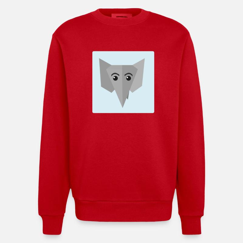 Elefant Doodle - Heavyweight Oversized Organic Crew Neck Made in EU - Rot