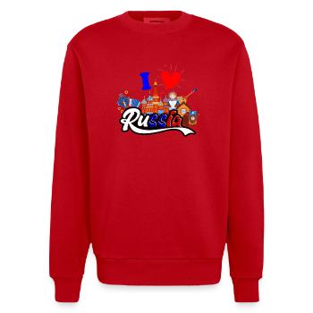 J'aime l'idée de cadeau de la Russie, cadeau - Sweat bio épais oversize fabriqué en UE - rouge - Devant - AI Model Female 172 light (172cm) & AI Model Male 178 light (178cm)