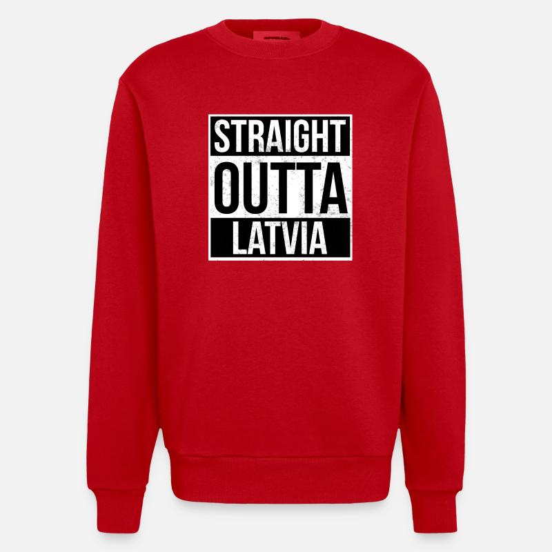 Straight Outta Lettonie - Sweat bio épais oversize fabriqué en UE - rouge