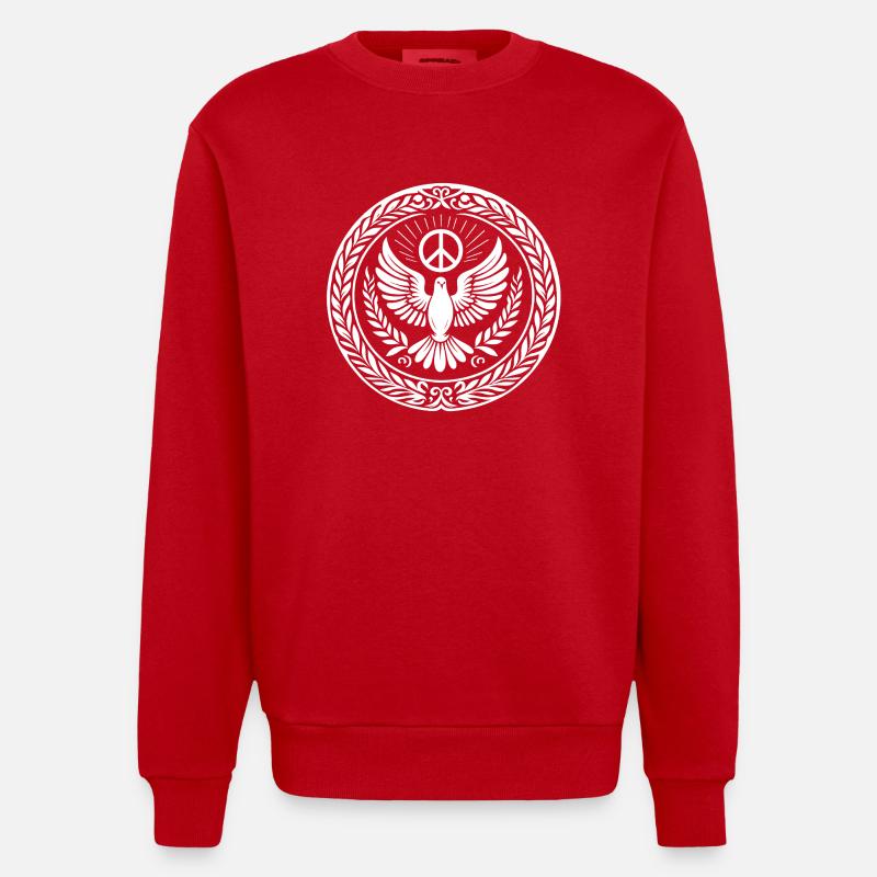 Colombe de la Paix - Sweat bio épais oversize fabriqué en UE - rouge