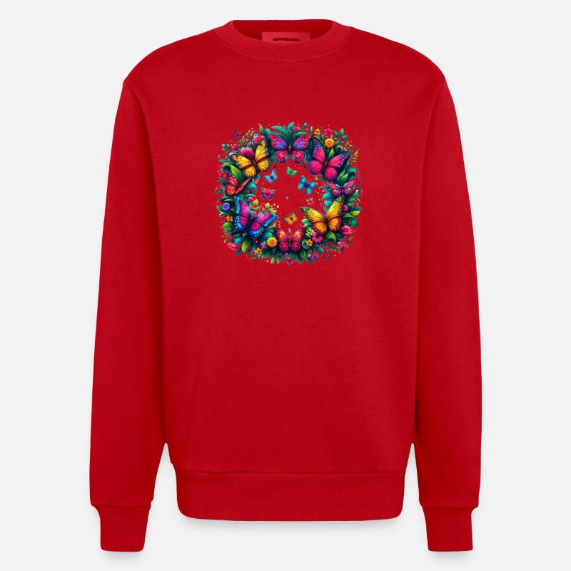 Papillons 3 - Sweat bio épais oversize fabriqué en UE - rouge