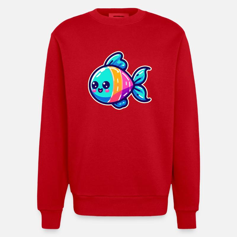 Conception de poisson arc-en-ciel - Sweat bio épais oversize fabriqué en UE - rouge