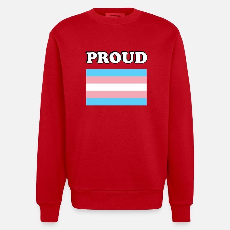 Trans Pride Transpride Flagge - Heavyweight Oversized Organic Crew Neck Made in EU - Rot