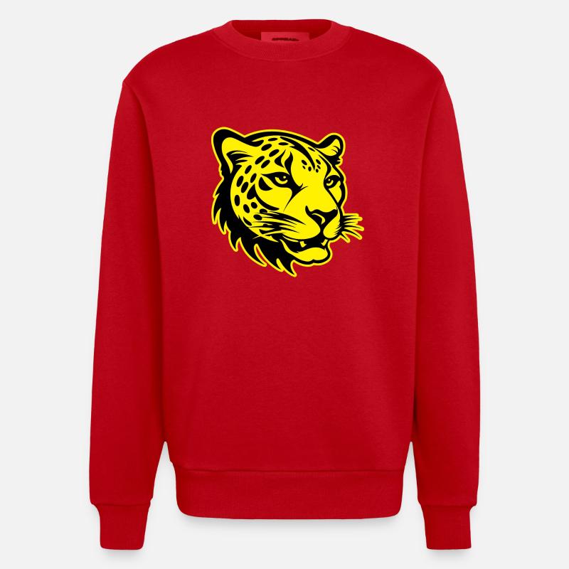 Portrait d’animal guépard - Sweat bio épais oversize fabriqué en UE - rouge