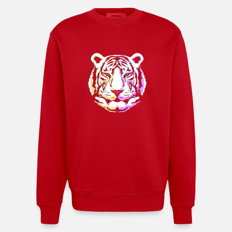 Weißer Tiger - Heavyweight Oversized Organic Crew Neck Made in EU - Rot