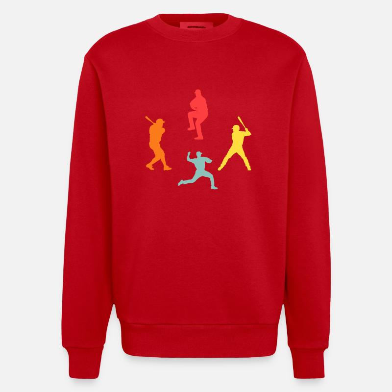 Baseballspieler Evolution Baseball - Heavyweight Oversized Organic Crew Neck Made in EU - Rot
