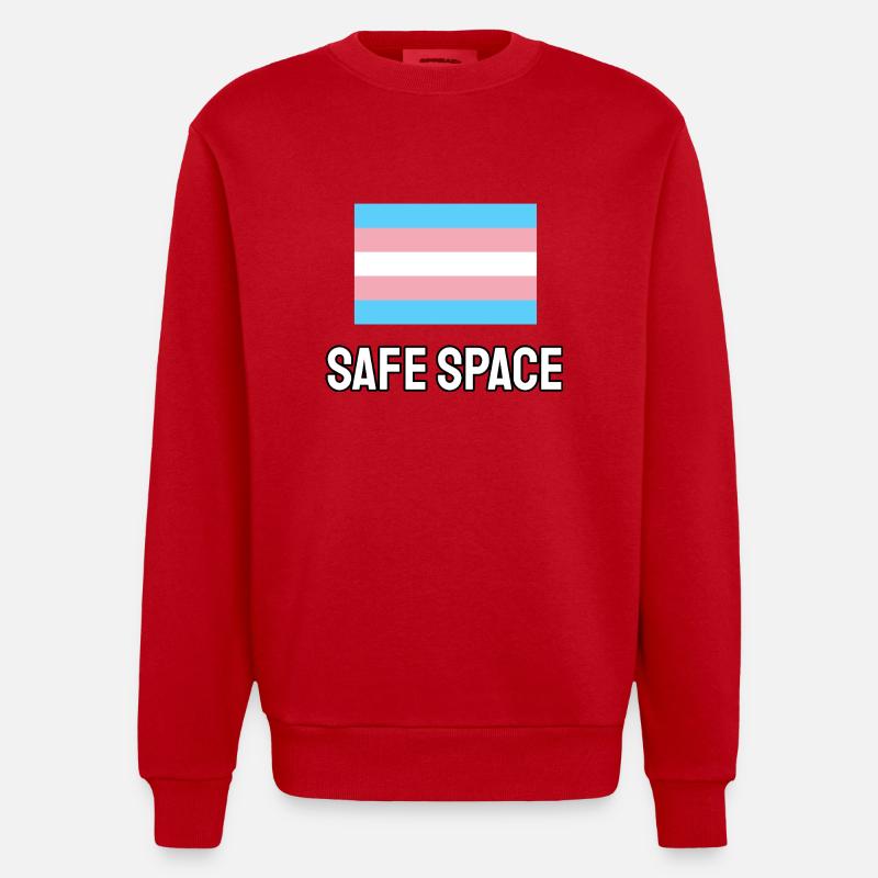 TRANS safe space - transgender pride - Heavyweight Oversized Organic Crew Neck Made in EU - red
