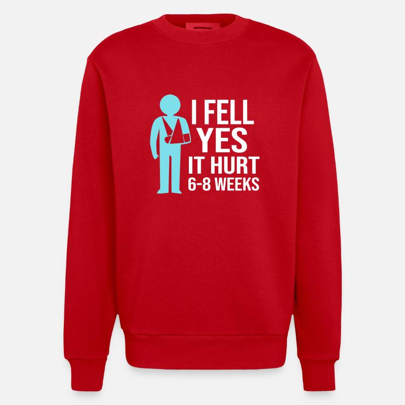 Broken Arm Bone Fracture - Heavyweight Oversized Organic Crew Neck Made in EU - red