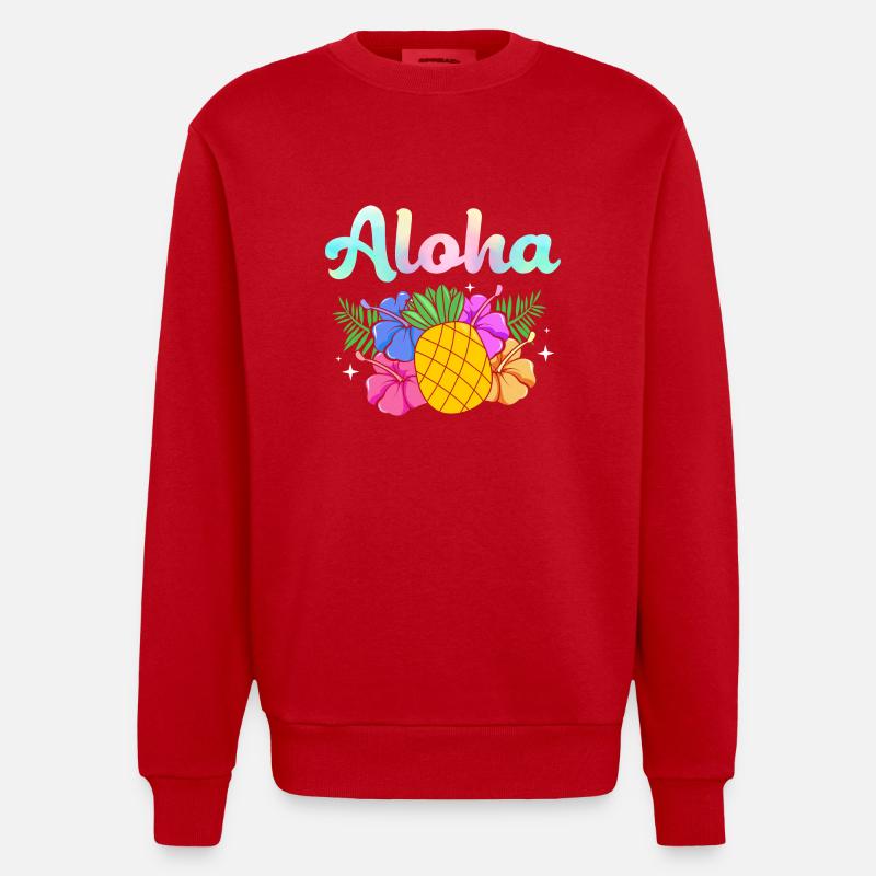 Maui Hawaï Hawaïen - Sweat bio épais oversize fabriqué en UE - rouge
