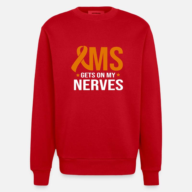 Multiple Sclerosis MS - Heavyweight Oversized Organic Crew Neck Made in EU - red
