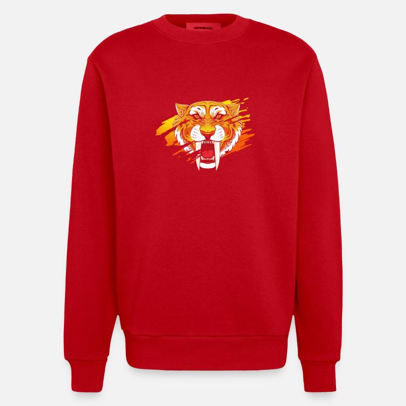 Tigre à dents de sabre - Sweat bio épais oversize fabriqué en UE - rouge