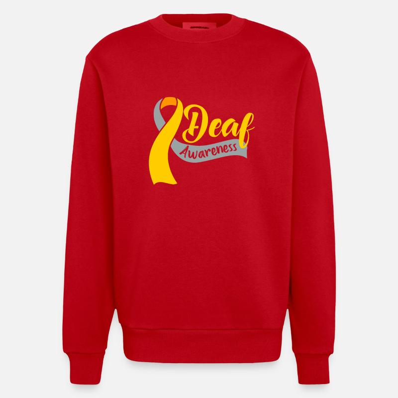 Deaf Deaf Deaf Sign Language - Heavyweight Oversized Organic Crew Neck Made in EU - red