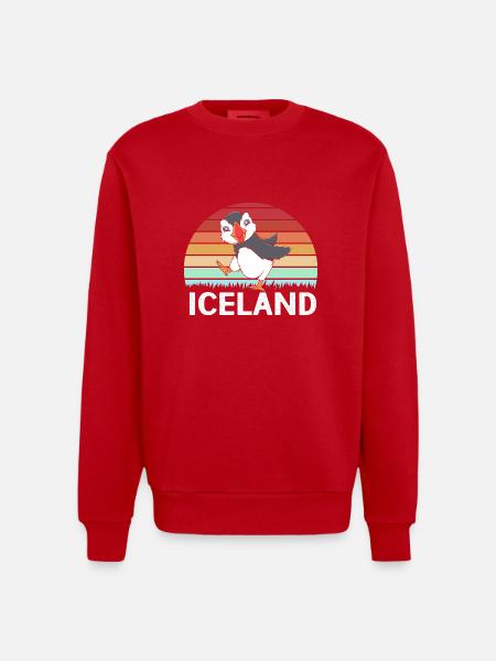 Papageientaucher Puffin - Heavyweight Oversized Organic Crew Neck Made in EU - red