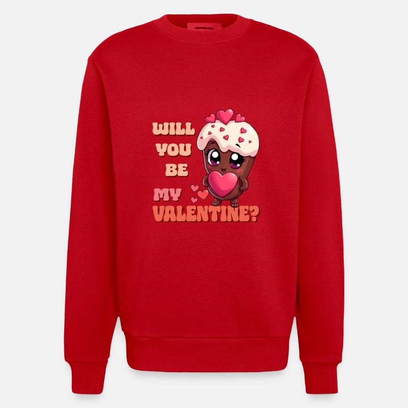Chocolat Saint-Valentin - Serez-vous mon Valentin - Sweat bio épais oversize fabriqué en UE - rouge