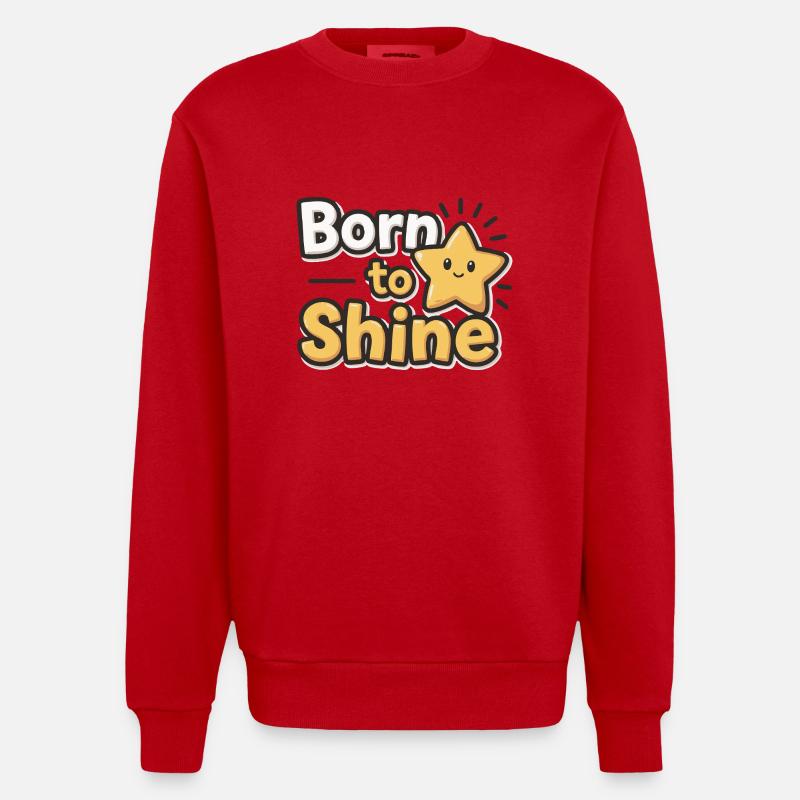 Né pour briller – Strahlender Stern - Sweat bio épais oversize fabriqué en UE - rouge